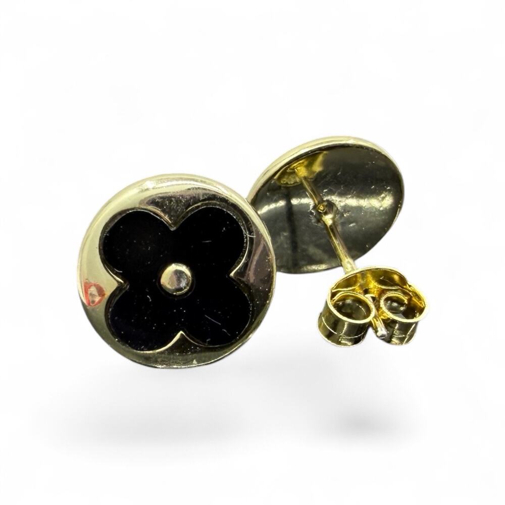 Natural Black Onyx Stud Earrings Gold Plated 925 Sterling Silver - Picture 7 of 7